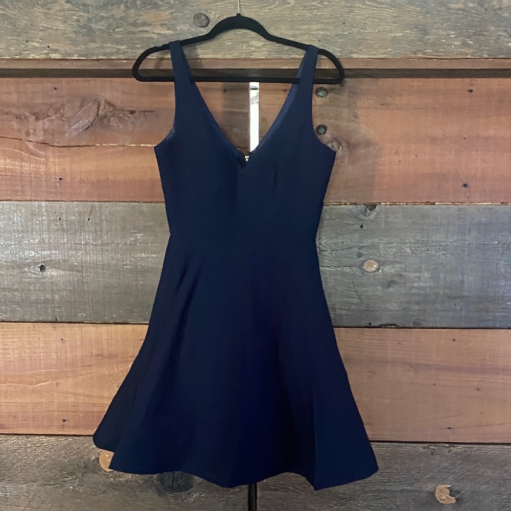 Xscape Navy Blue V-Neck Mini Dress